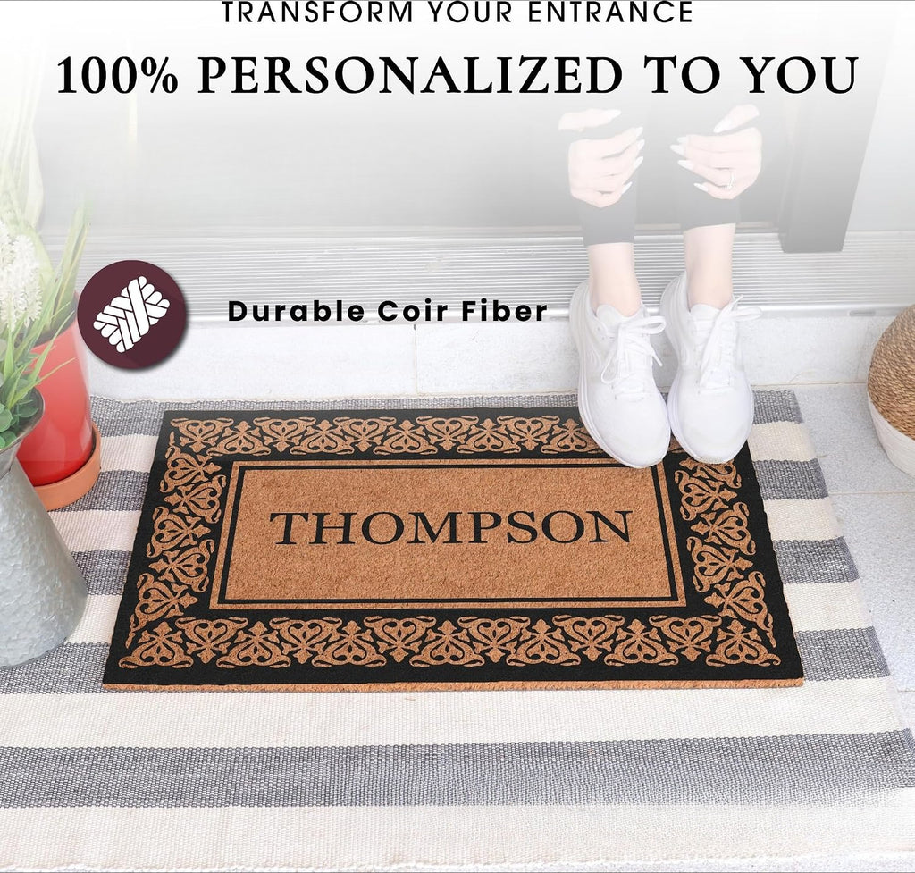 Personalized Coir Welcome Mat Vinyl Backing Dirt Trapping