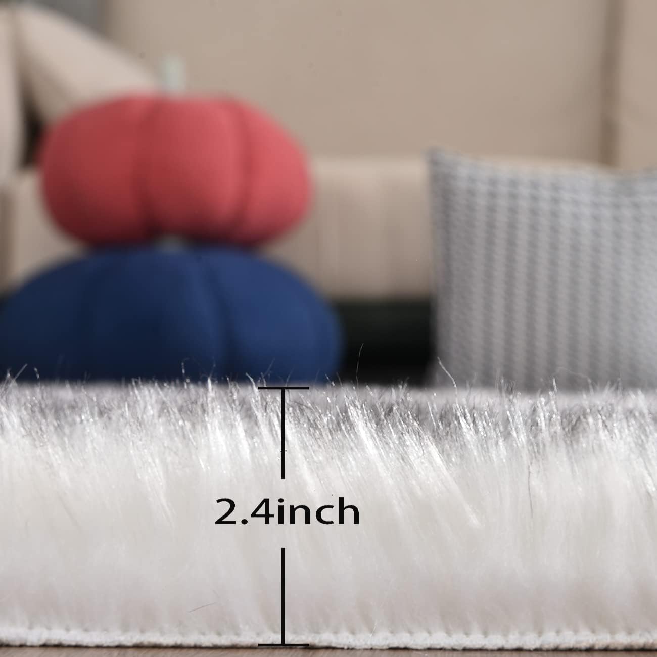 Grey White Washable Plush Faux Sheepskin Runner Rug
