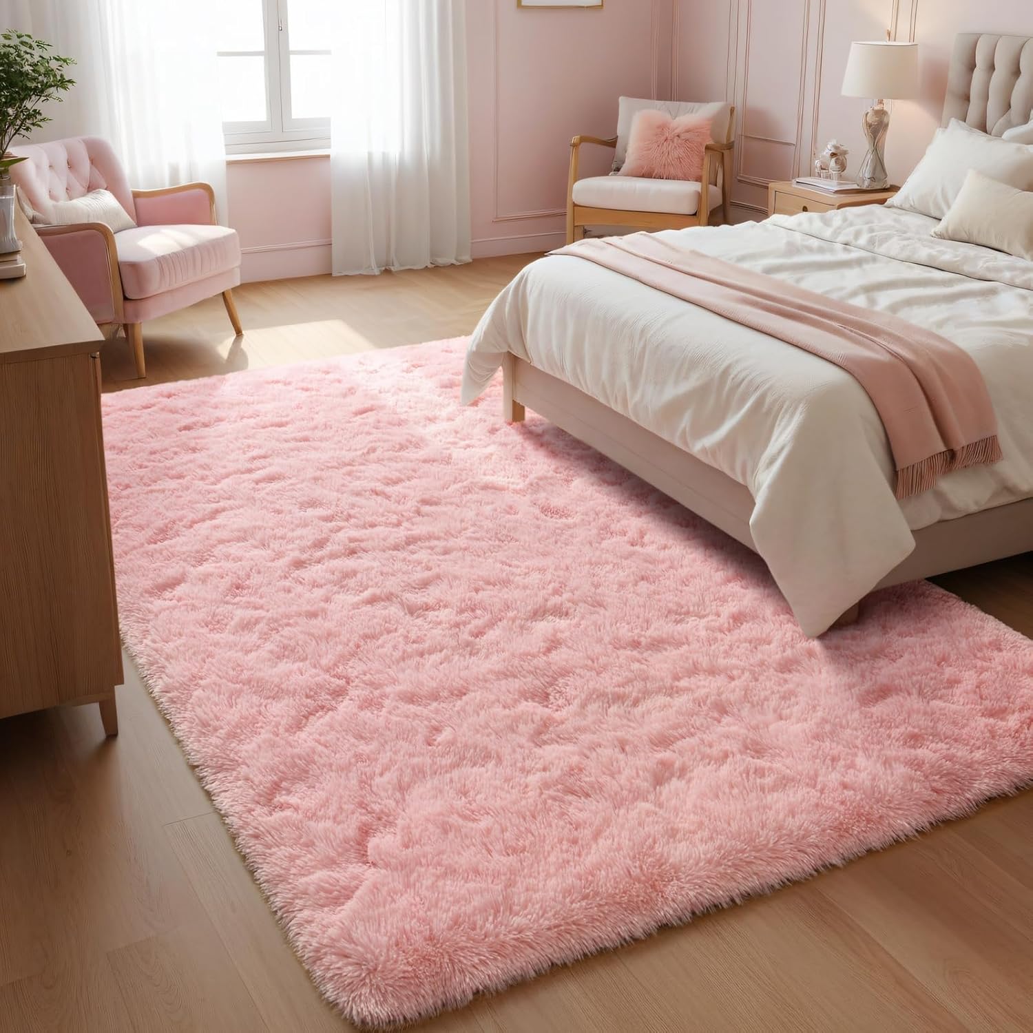 Pink Non-Slip Washable Fluffy Shag Area Rug
