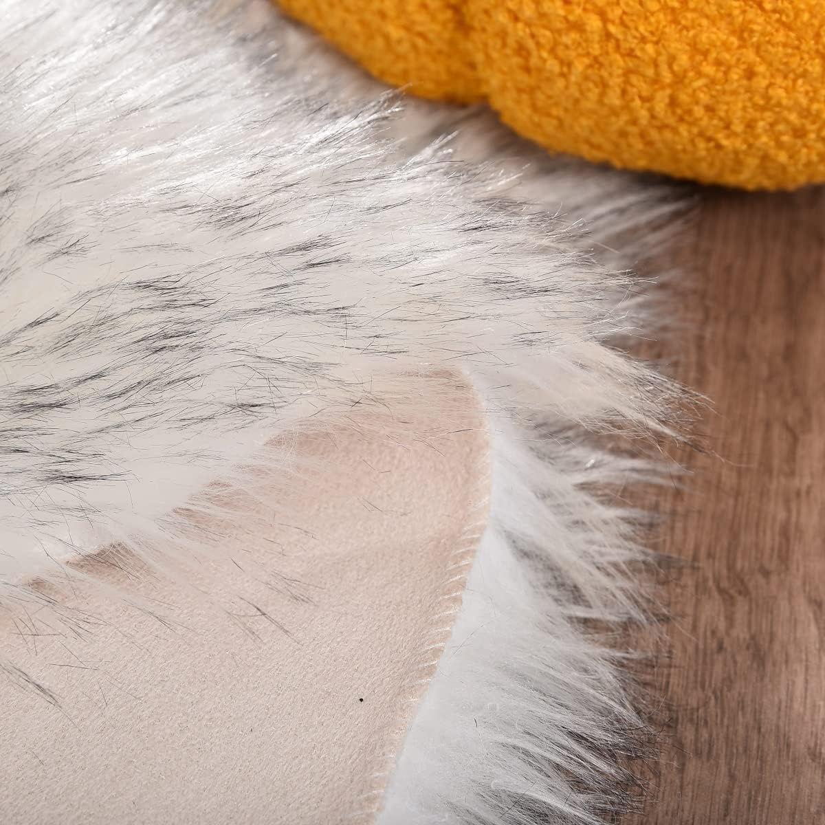 Grey White Washable Plush Faux Sheepskin Runner Rug