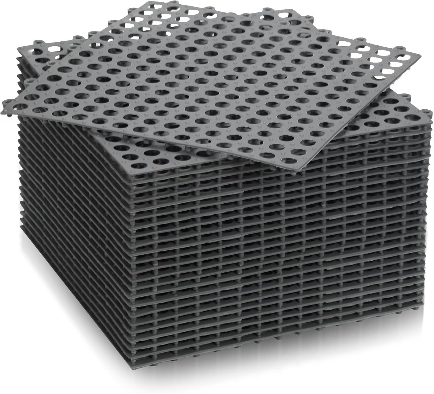 Interlocking Rubber Tiles Non Slip Drainage Gray Round