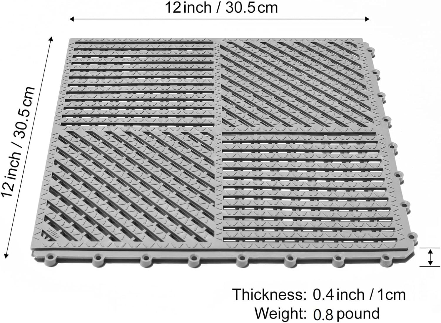 Interlocking Drainage Tiles Double Non Slip Gray