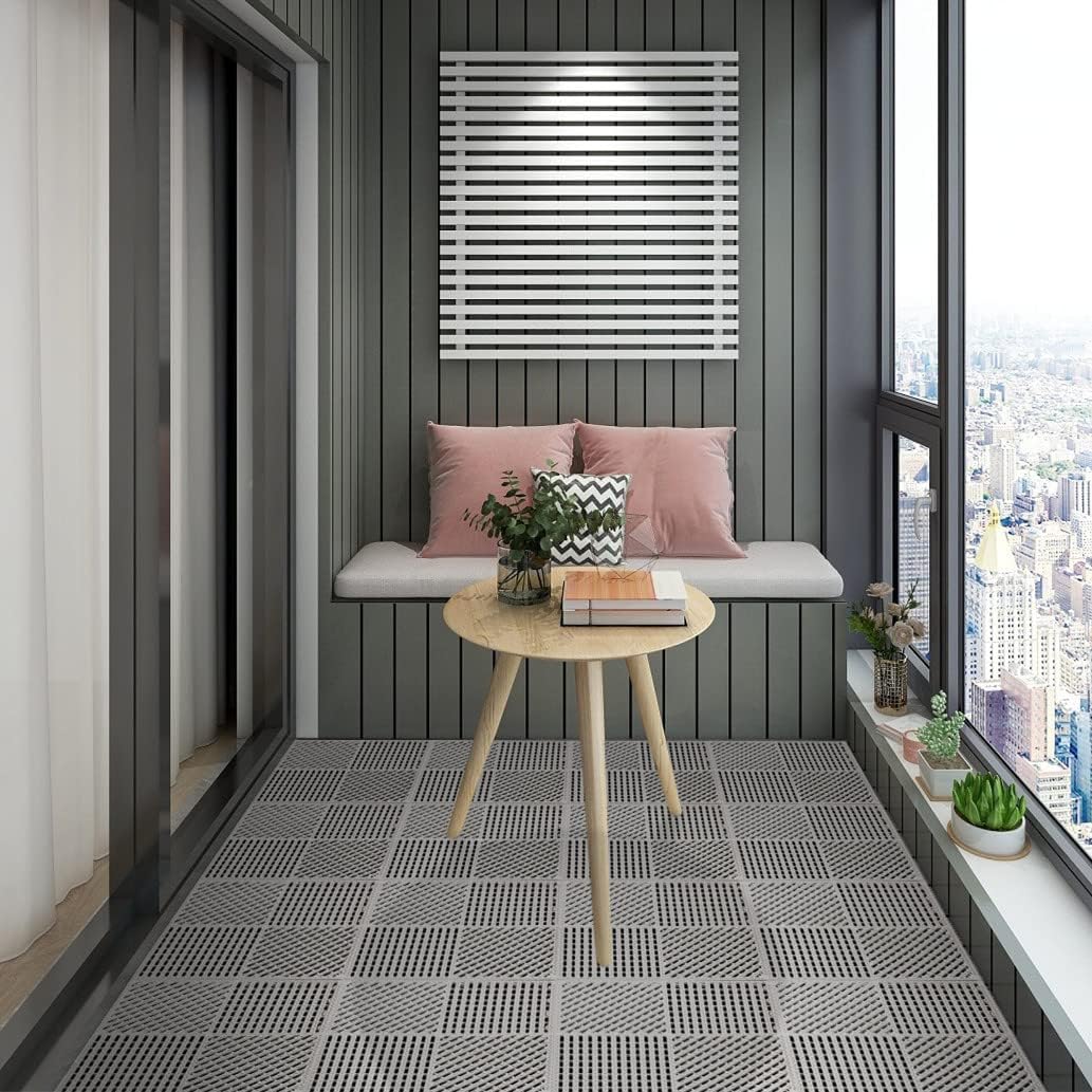 Interlocking Drainage Tiles Double Non Slip Gray