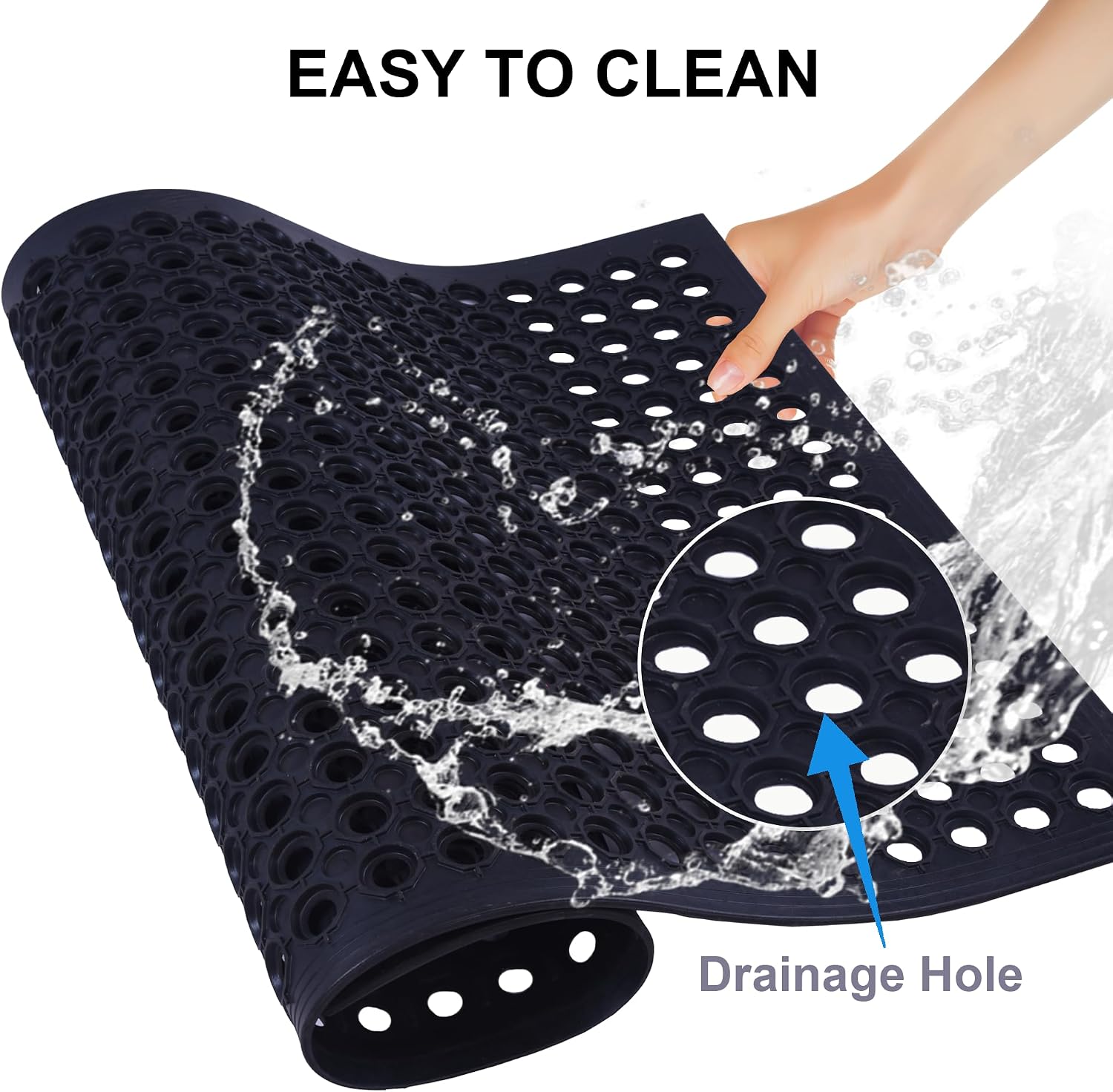 Rubber Drainage Mat Anti Fatigue Non Slip Black