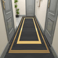 Black Gold Runner Rug Washable Non Slip Soft