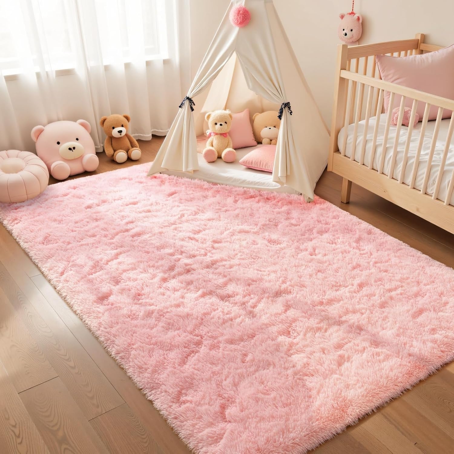 Pink Non-Slip Washable Fluffy Shag Area Rug