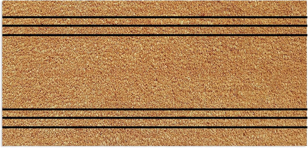 Striped Coir Mat PVC Backing Non Slip Farmhouse Decor