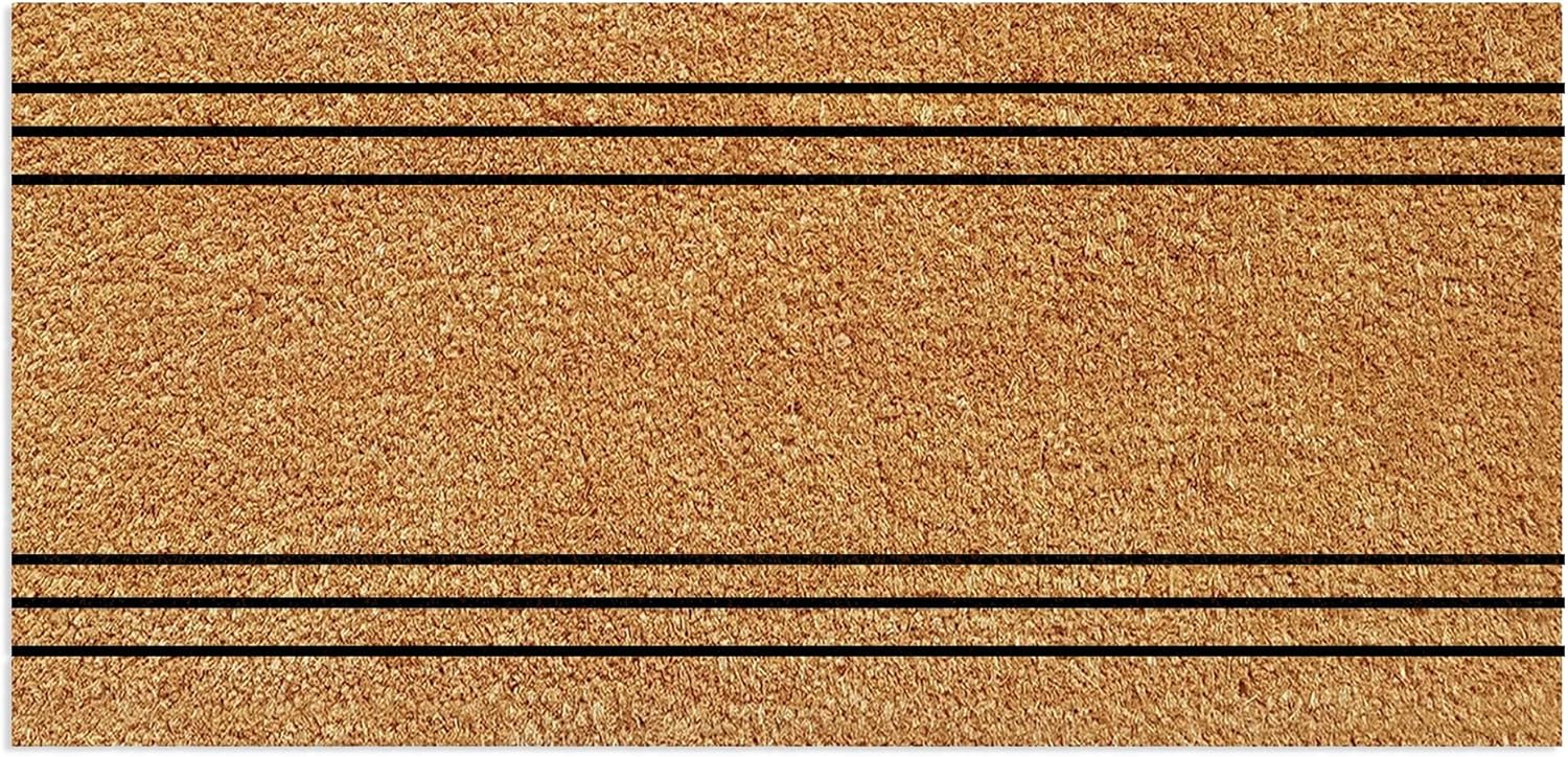 Striped Coir Mat PVC Backing Non Slip Farmhouse Decor