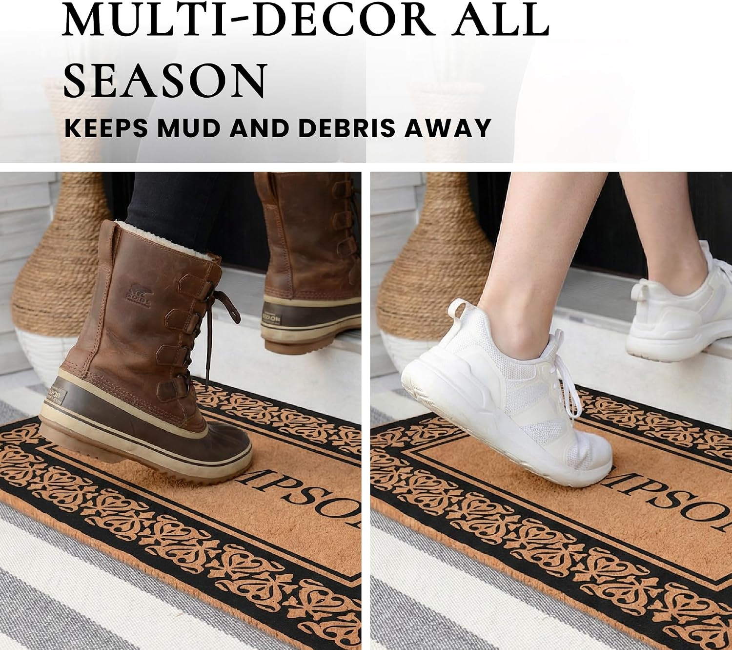 Personalized Coir Welcome Mat Vinyl Backing Dirt Trapping