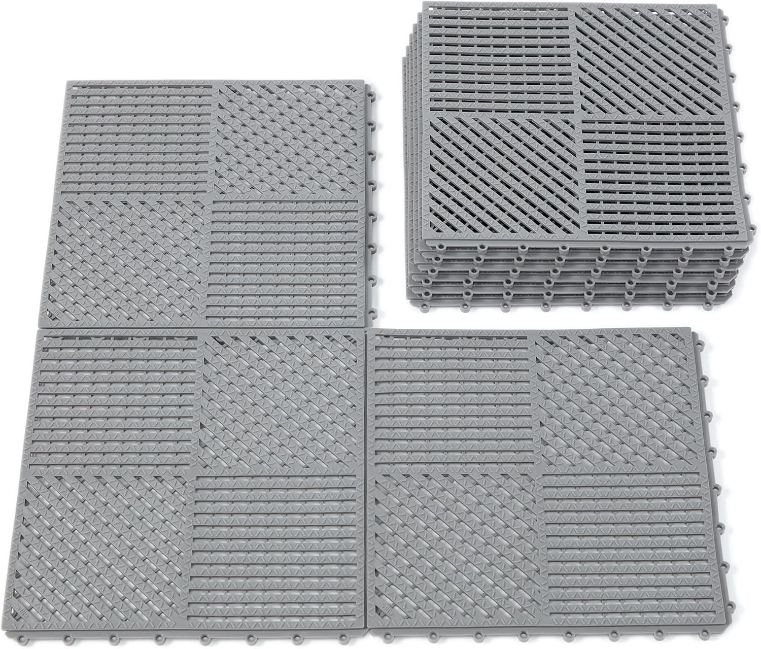 Interlocking Drainage Tiles Double Non Slip Gray
