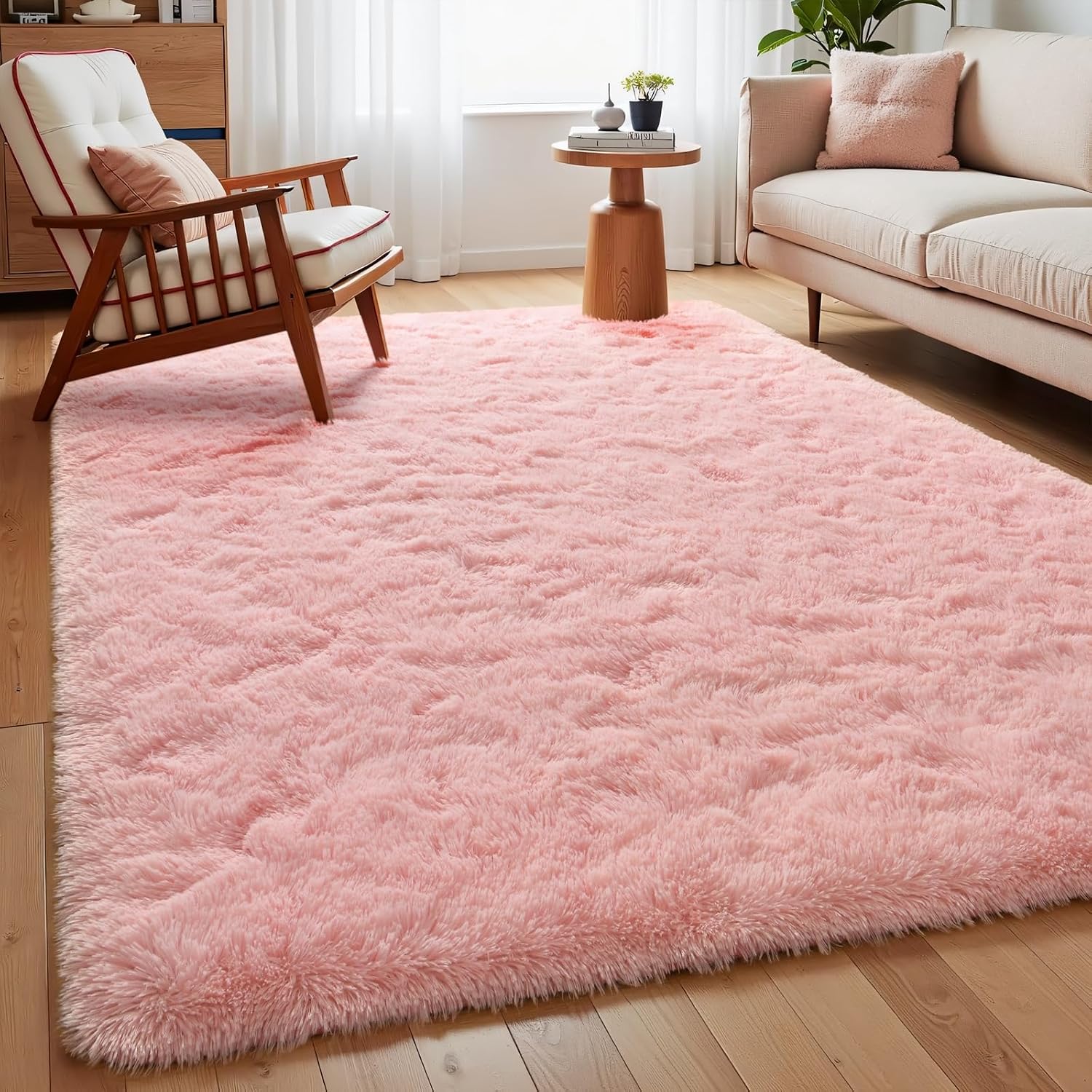 Pink Non-Slip Washable Fluffy Shag Area Rug