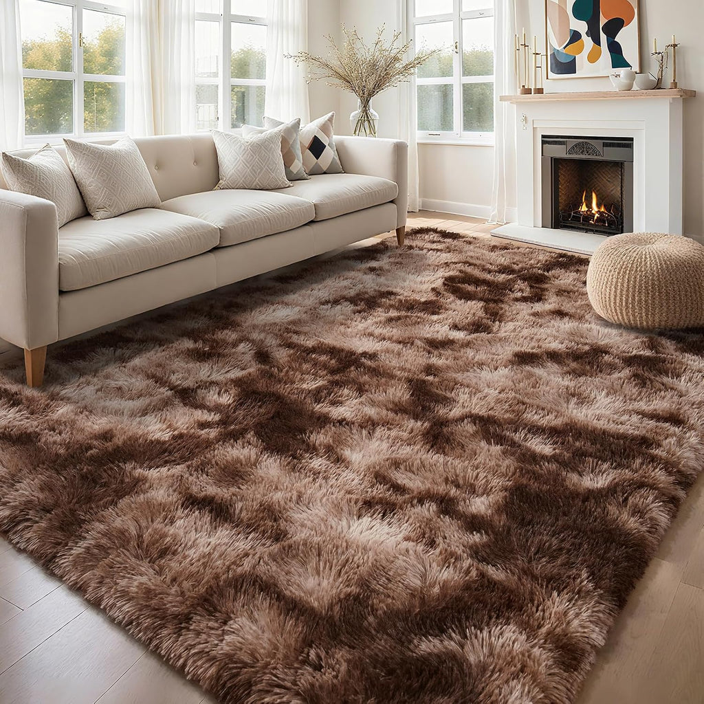Washable Brown Memory Foam Fluffy Runner Rug