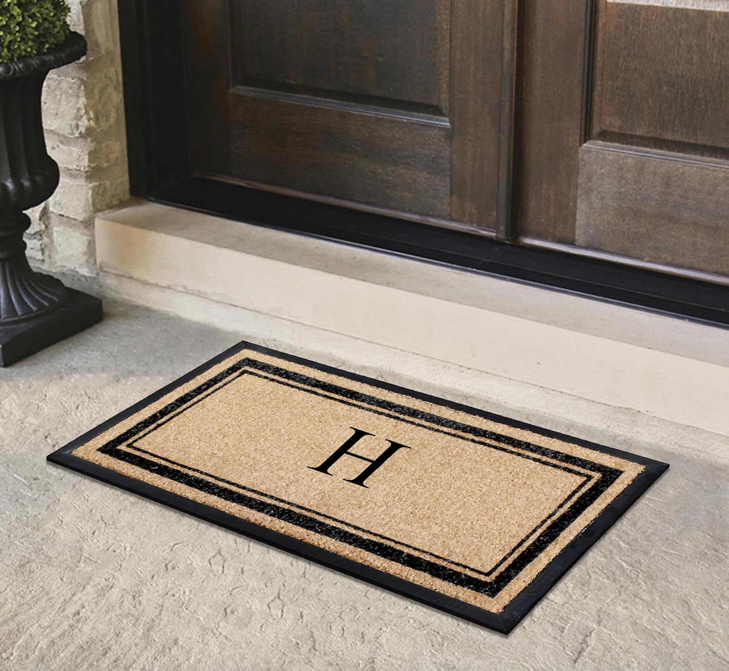 Monogrammed Coir Rubber Hand Flocked Doormat Heavy Duty