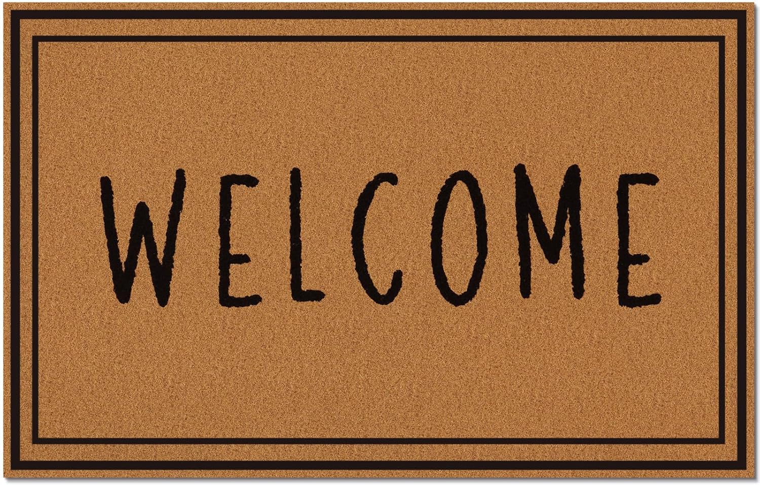 Large Coir Welcome Mat TPR Backing Border Design