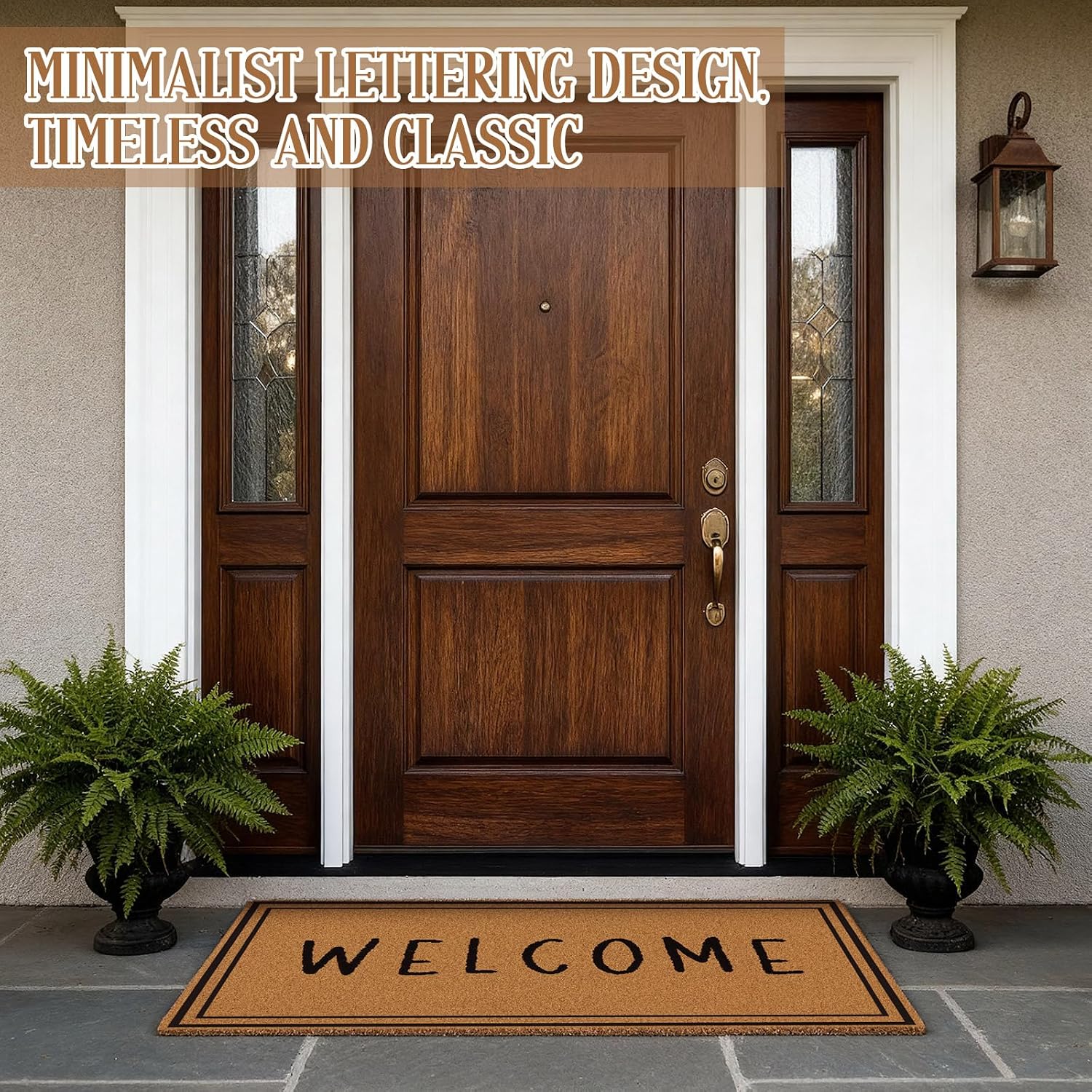 Large Coir Welcome Mat TPR Backing Border Design