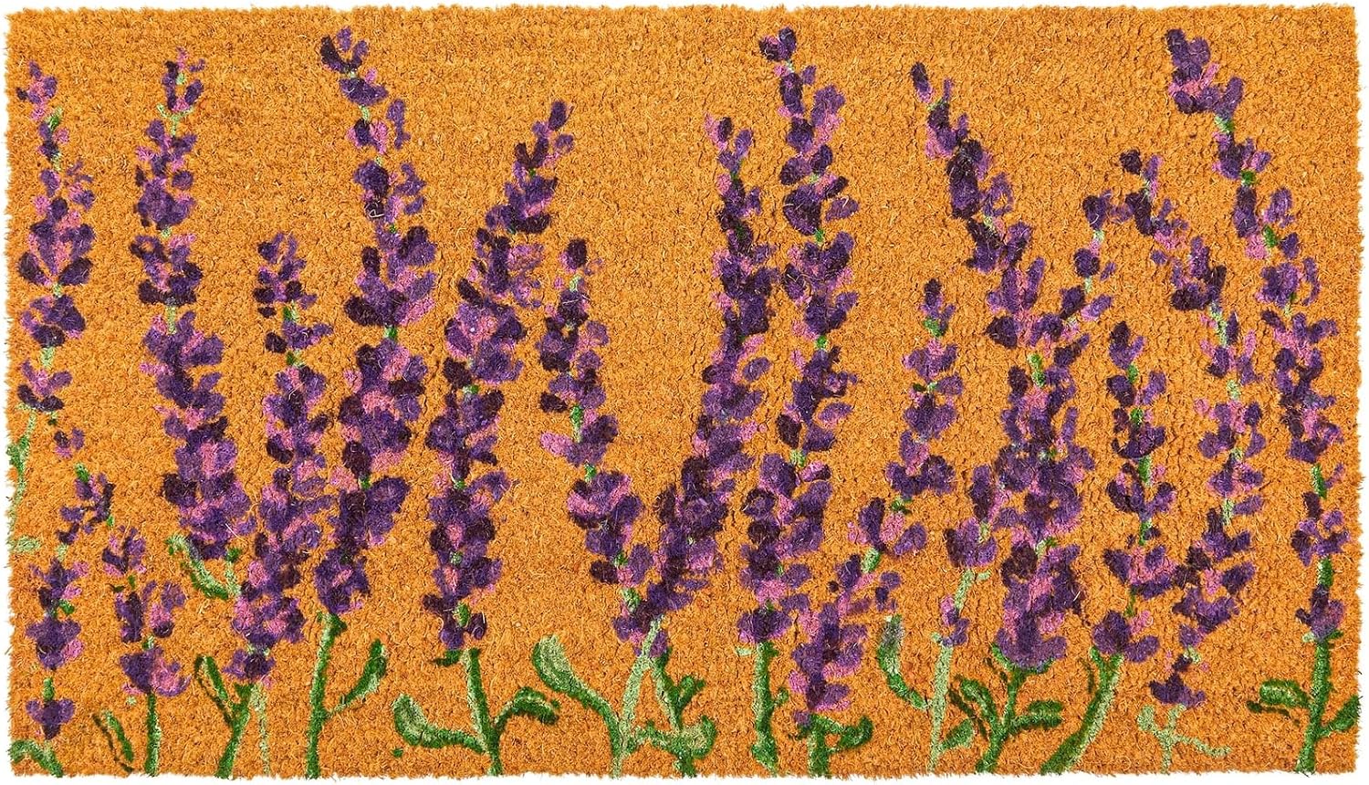 Lavender Floral Coir Welcome Front Door Mat Patio Porch