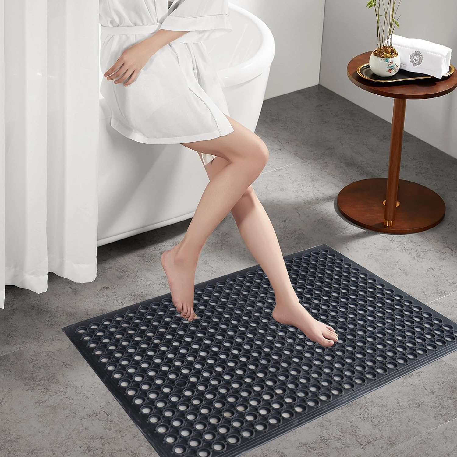 Rubber Drainage Mat Anti Fatigue Non Slip Black