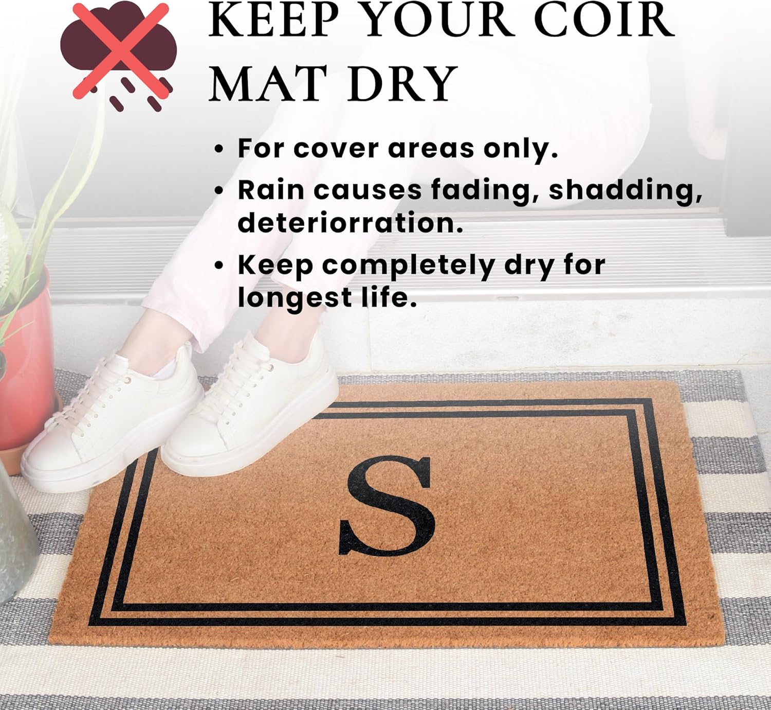 Monogrammed Coir Welcome Mat Vinyl Backing Non Slip