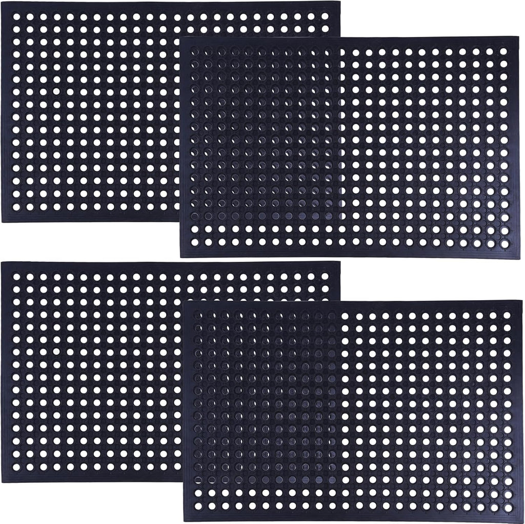 Rubber Drainage Mat Anti Fatigue Non Slip Black