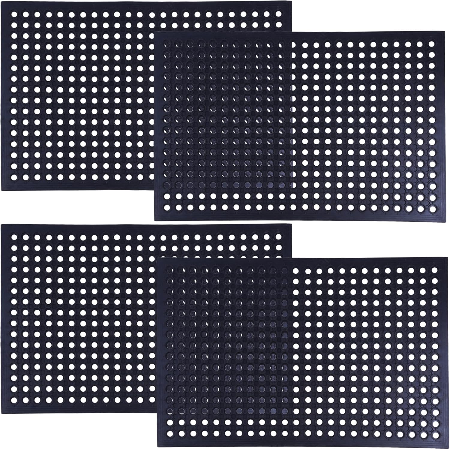 Rubber Drainage Mat Anti Fatigue Non Slip Black