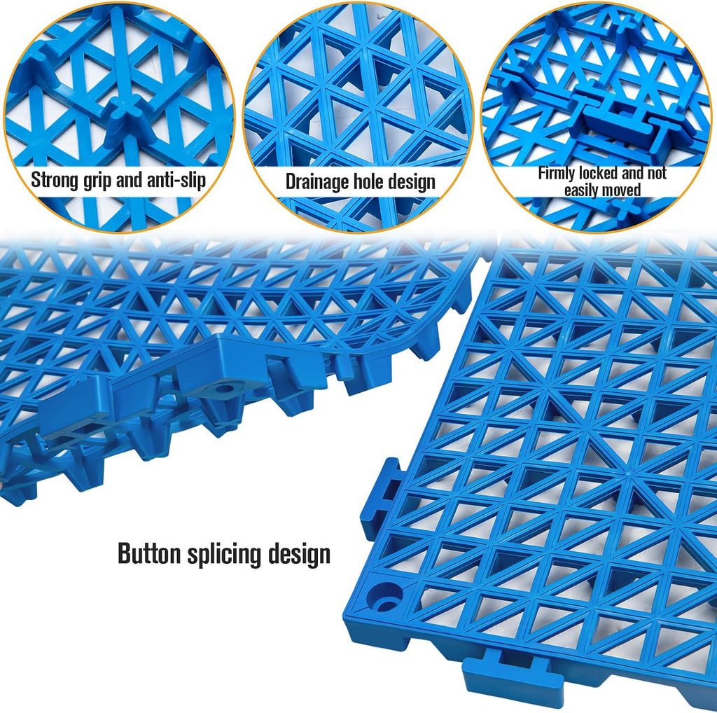 Interlocking Rubber Tiles Non Slip Drainage Blue