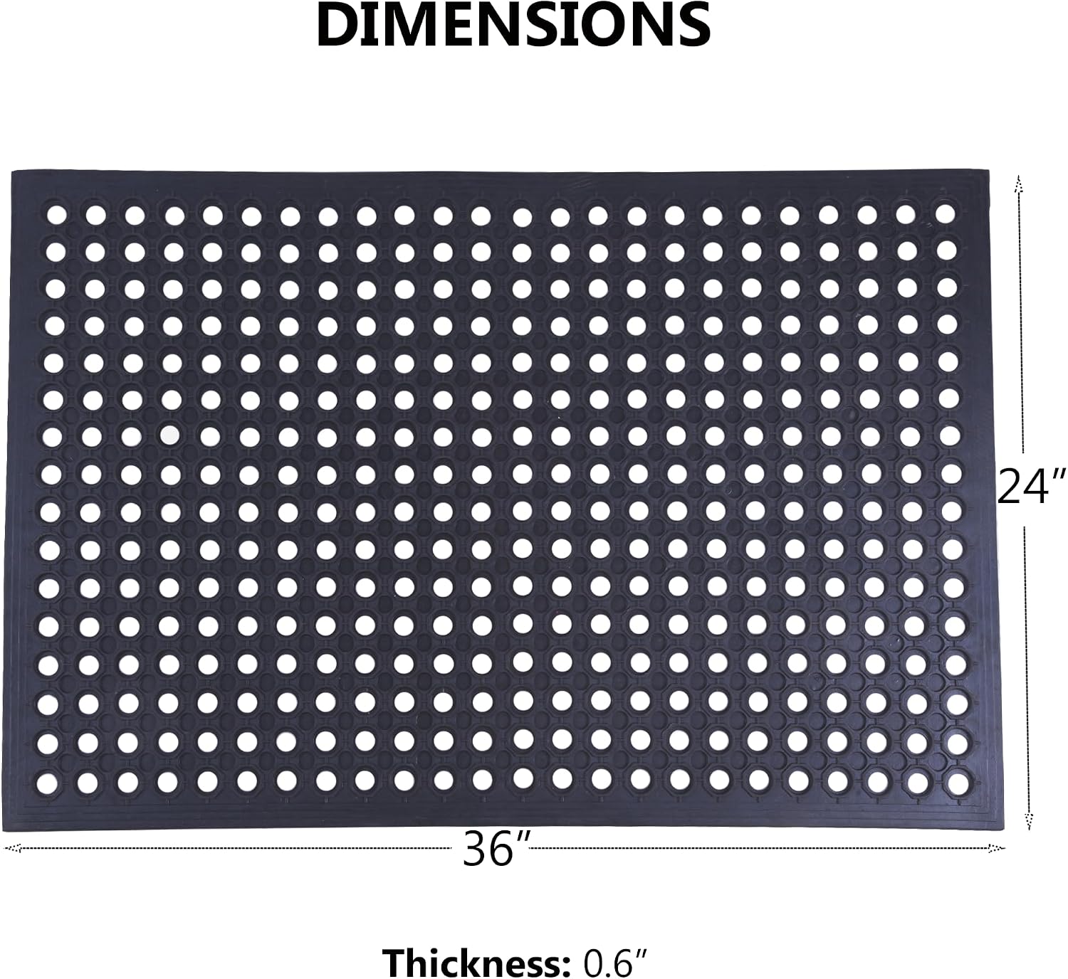 Rubber Drainage Mat Anti Fatigue Non Slip Black
