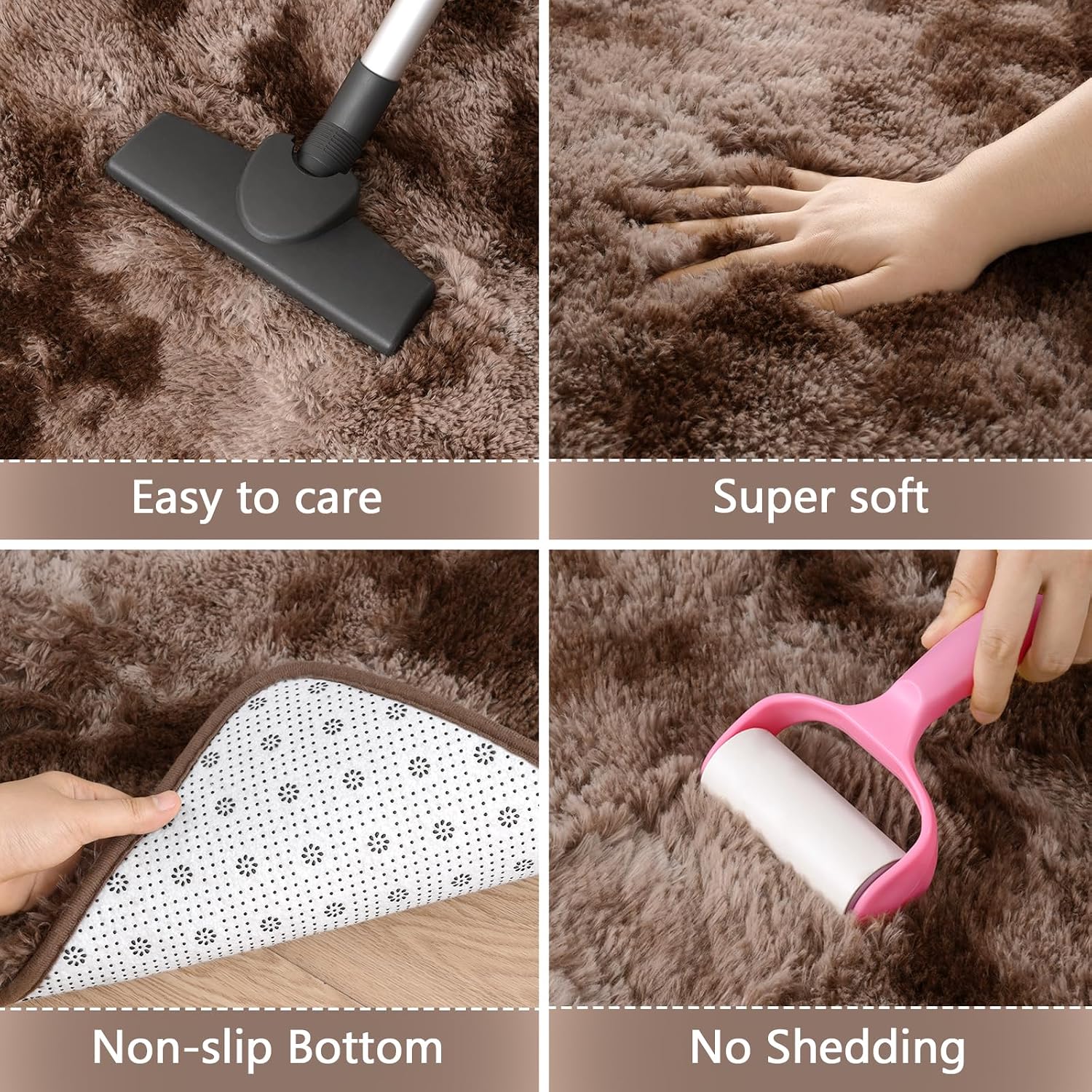 Washable Brown Memory Foam Fluffy Runner Rug