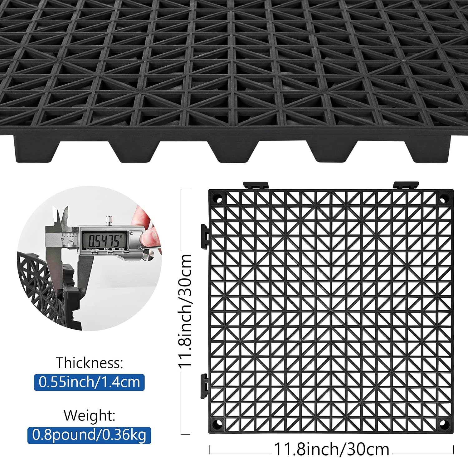 Interlocking Rubber Mats Non Slip Drainage Black