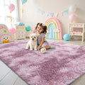 Washable Shaggy Area Rug Dusty Pink Tie-dye