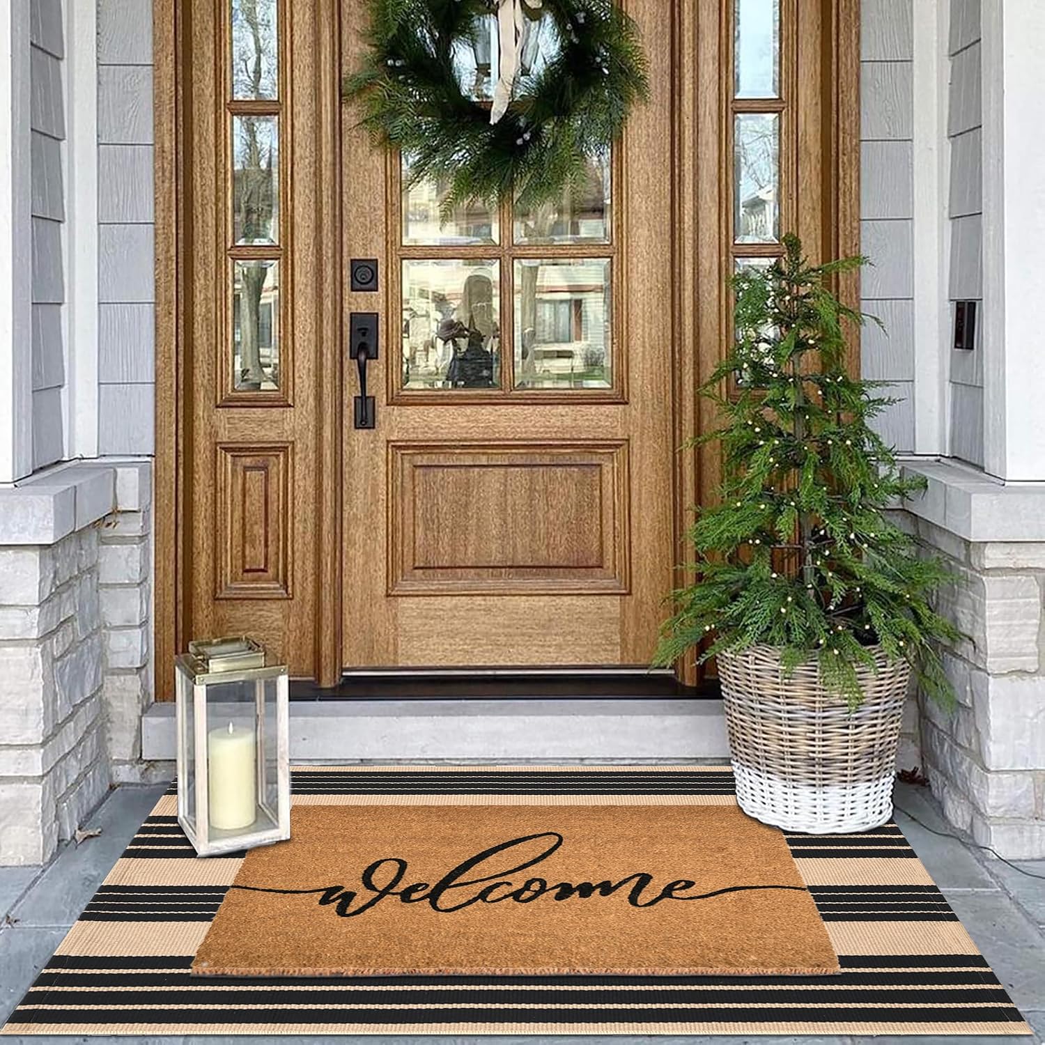 Coir Doormat Combo Set Striped Indoor Outdoor Rug