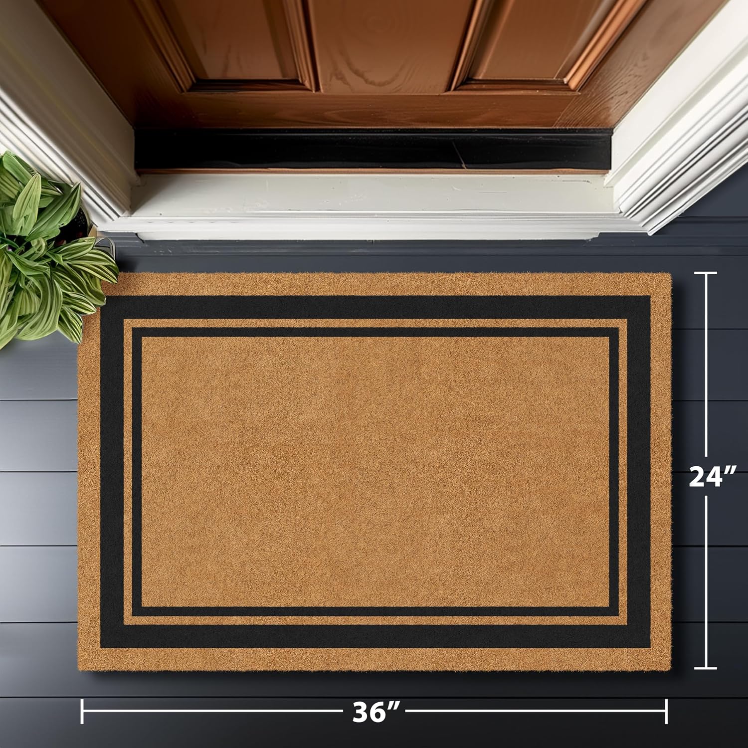 Border Coir Welcome Mat Heavy Duty Non Slip Doormat