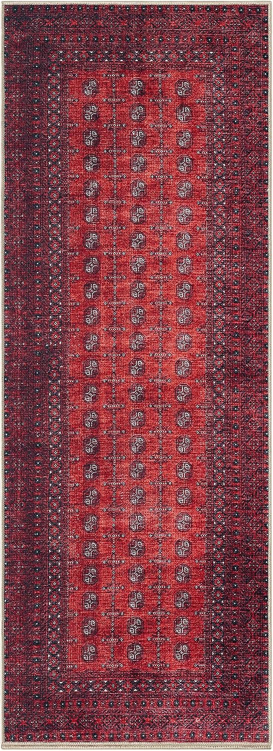 Vintage Washable Runner Rug Non Slip Low Pile