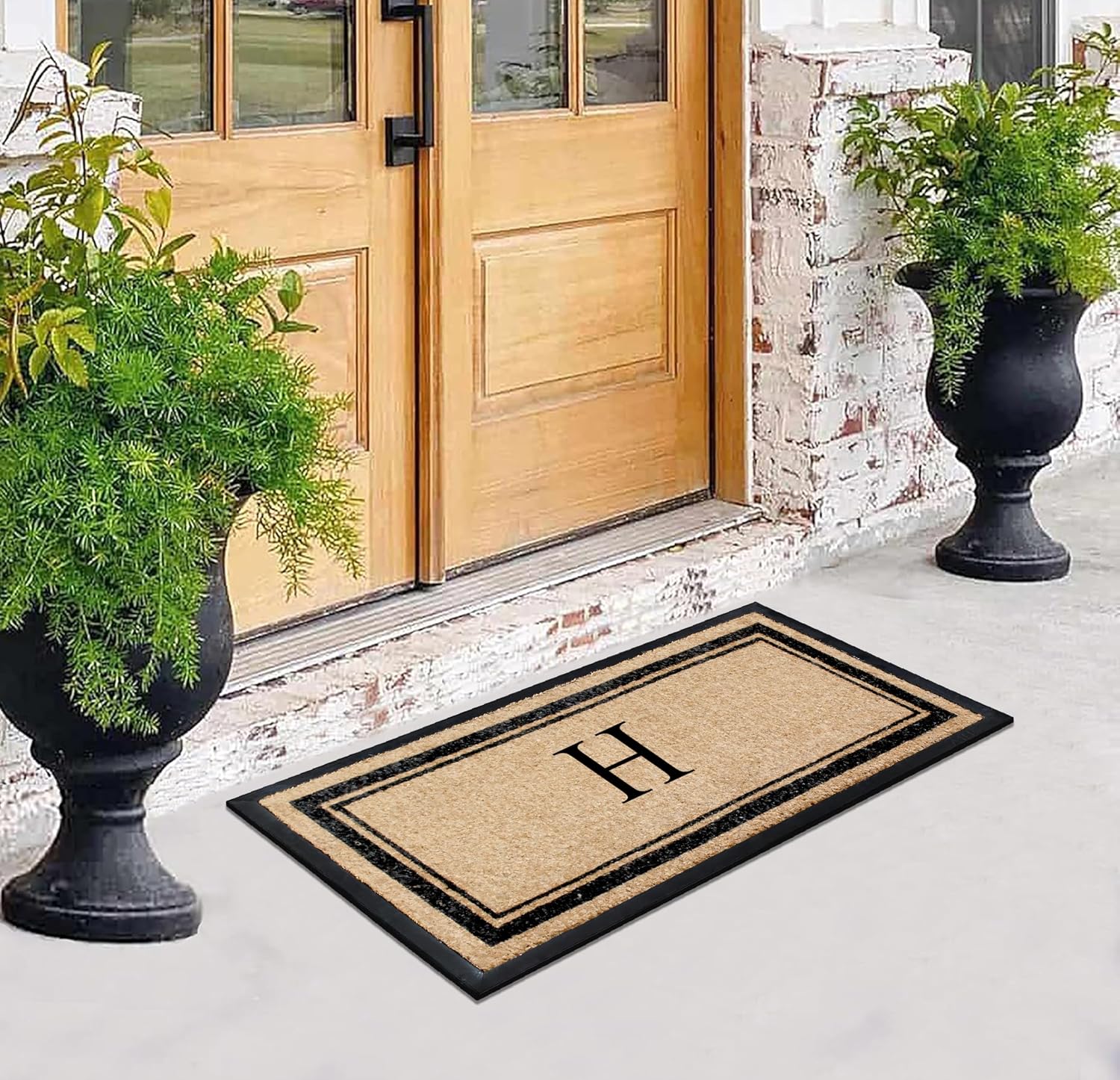 Monogrammed Coir Rubber Hand Flocked Doormat Heavy Duty
