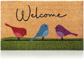 Colorful Birds Coir Welcome Mat Non Slip PVC Backing