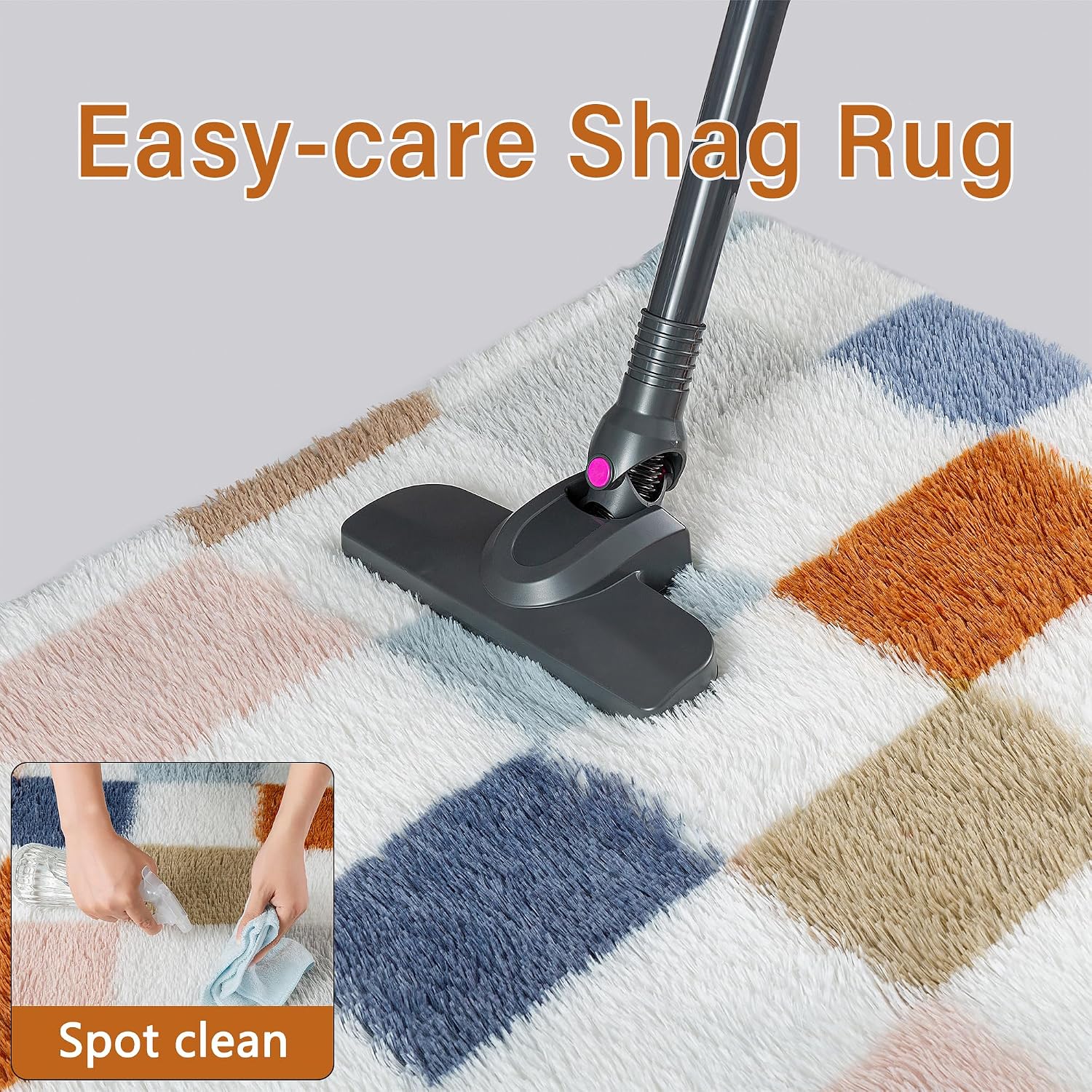 Checkered Washable Non-Slip Soft Shag Area Rug