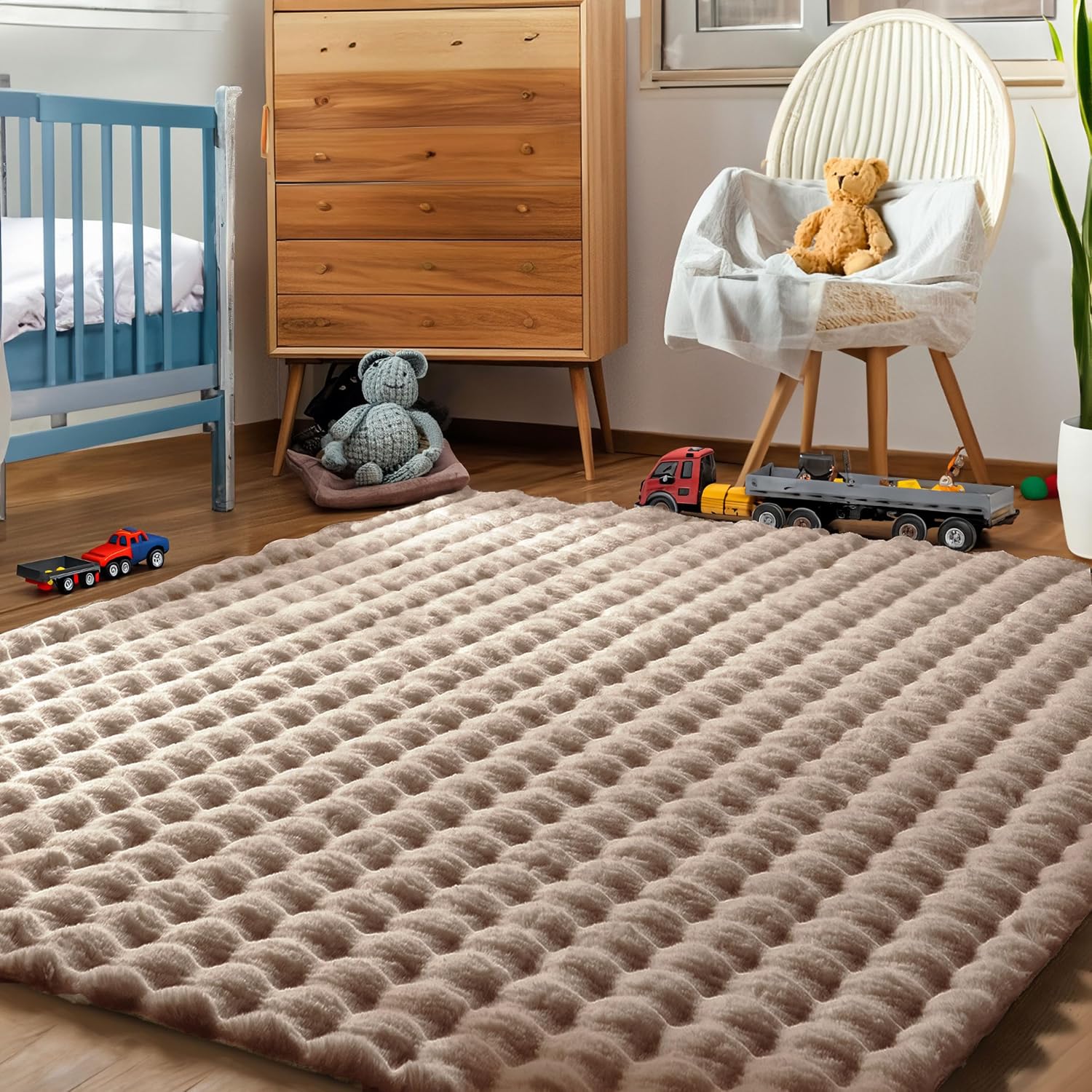 Taupe Washable Non-Slip Soft Plush Shag Rug