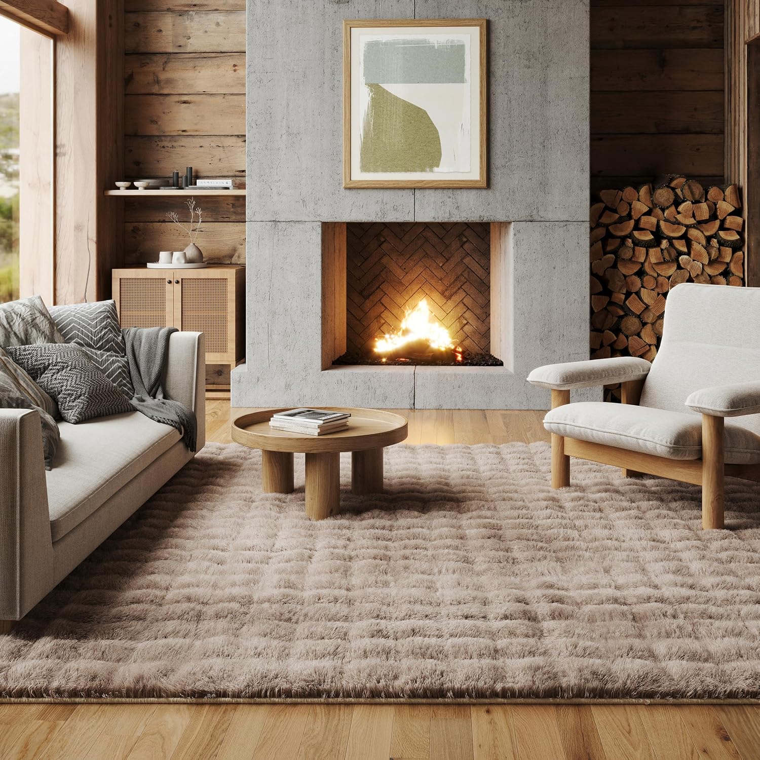 Taupe Washable Non-Slip Soft Plush Shag Rug